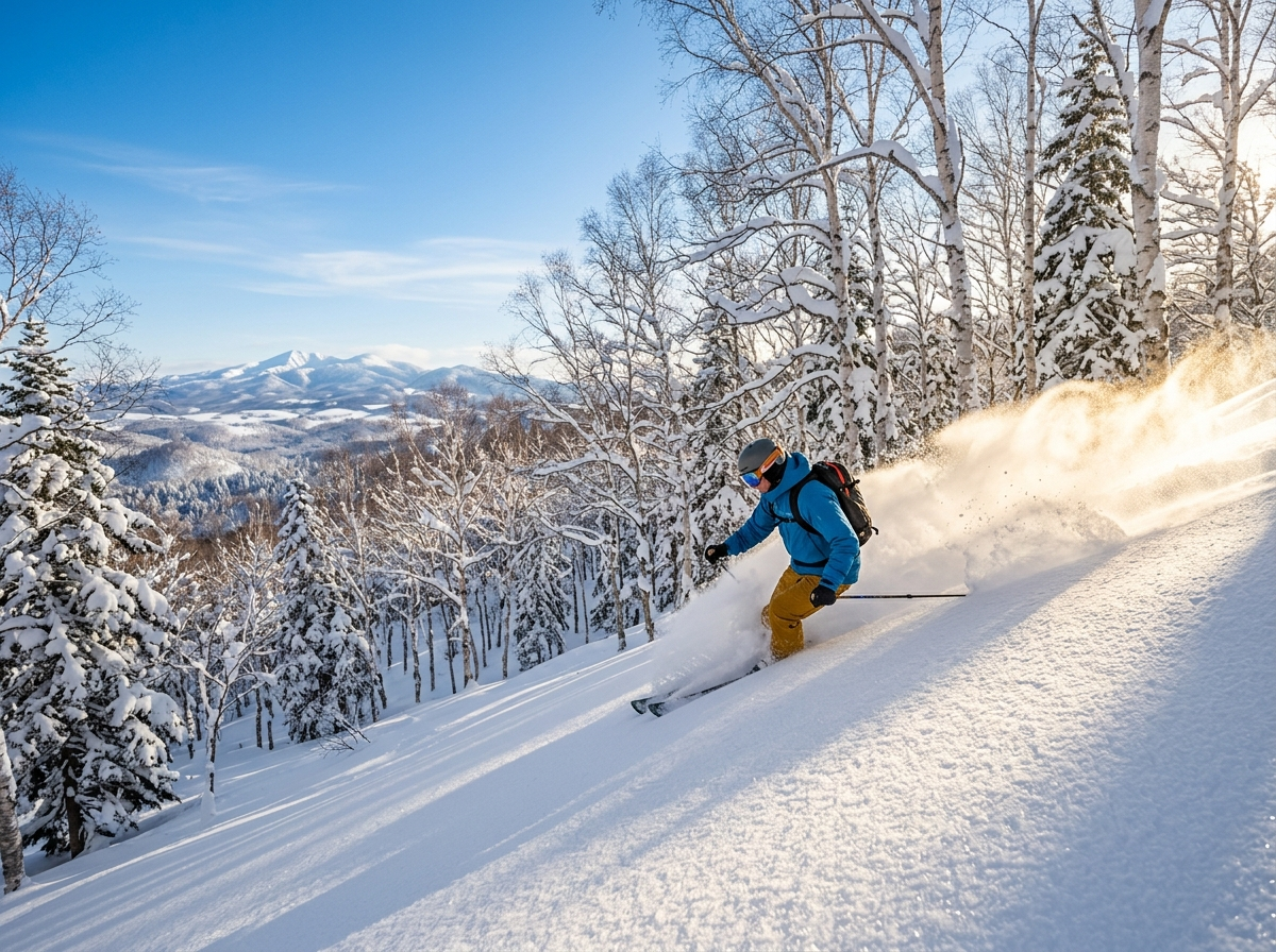 Powder snow skiing in Hokkaido