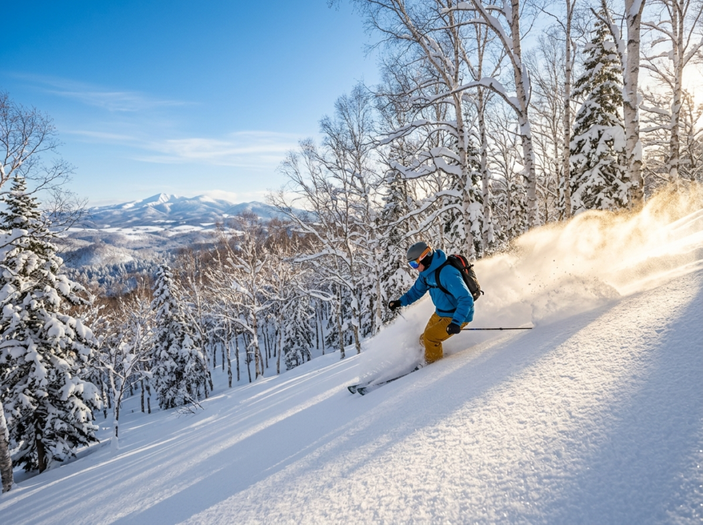 Powder snow skiing in Hokkaido