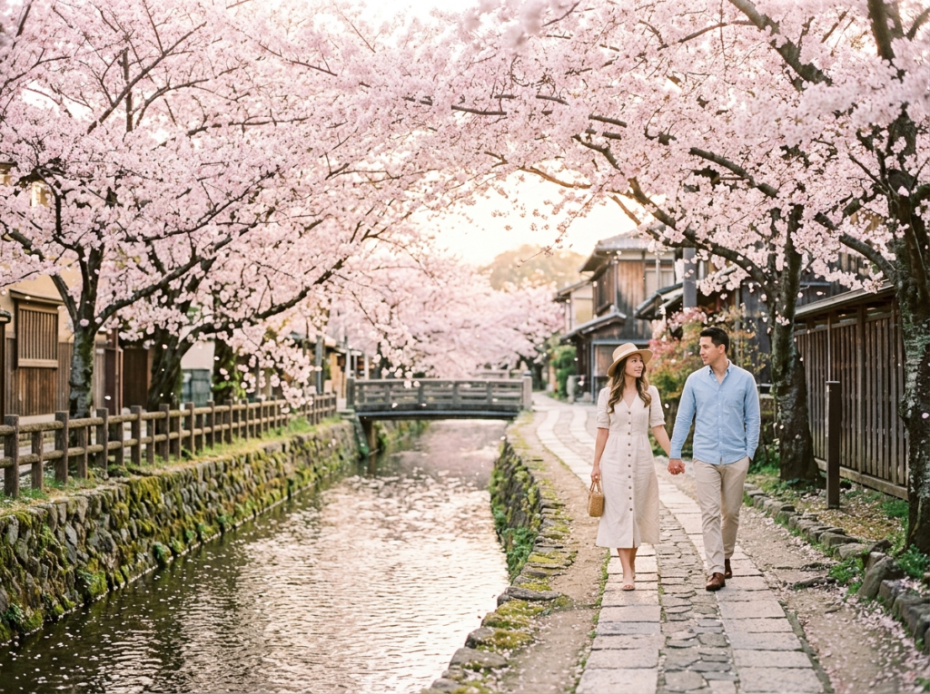 Cherry blossom canal in full bloom